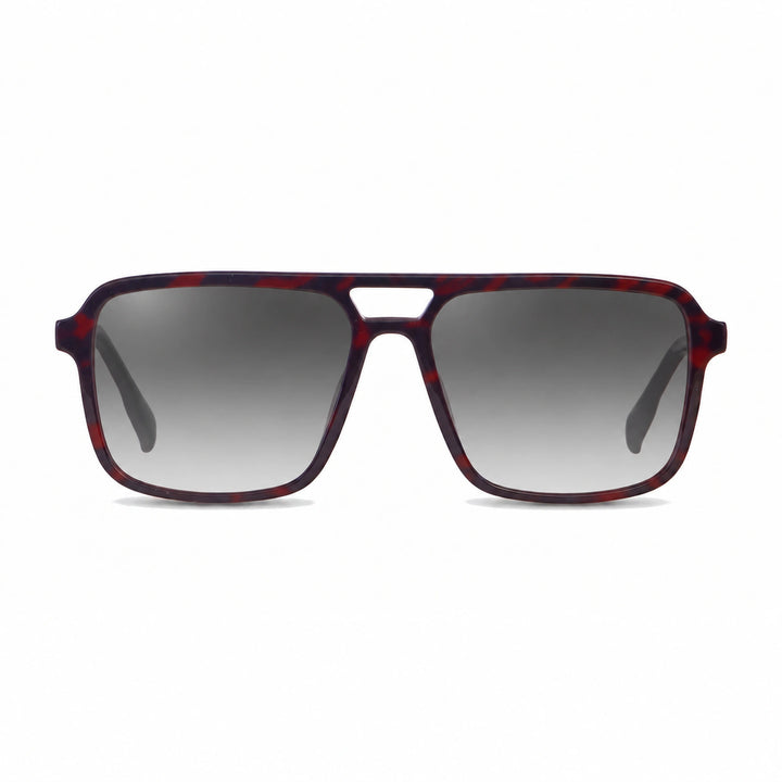 Lentes de sol Fiore 1014 Rojo cristal Gradiente Gris polarizado vista frontal unisex #color_gradiente-gris #foto_frontal