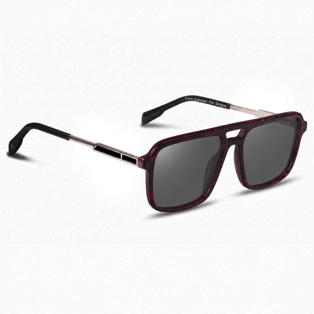 Lentes de sol Fiore 1014 Rojo cristal Negro polarizado vista tres cuartos unisex #color_negro