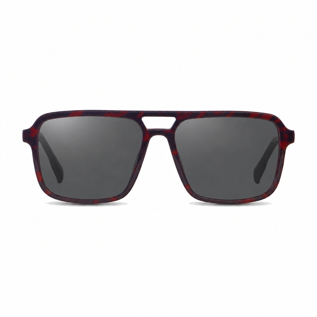 Lentes de sol Fiore 1014 Rojo cristal Negro polarizado vista frontal unisex #color_negro #foto_frontal