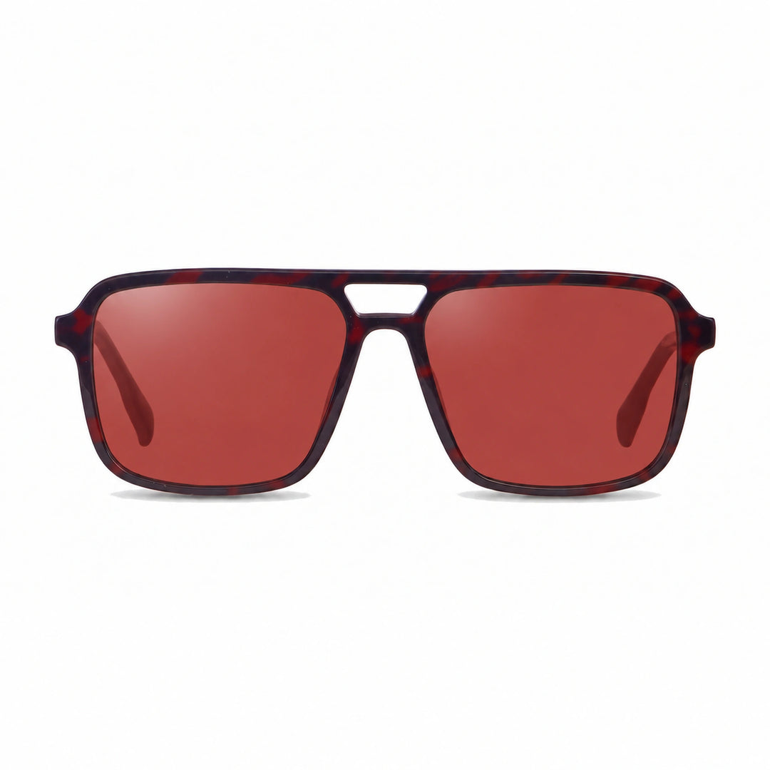 Lentes de sol Fiore 1014 Rojo cristal Rojo polarizado vista frontal unisex #color_rojo #foto_frontal