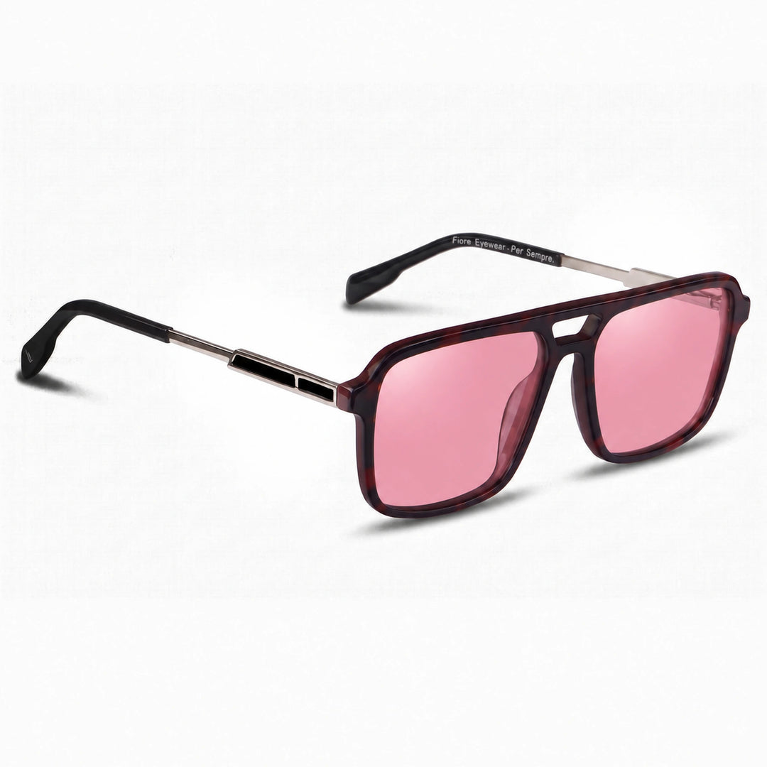 Lentes de sol Fiore 1014 Rojo cristal Rosado polarizado vista tres cuartos unisex #color_rosado