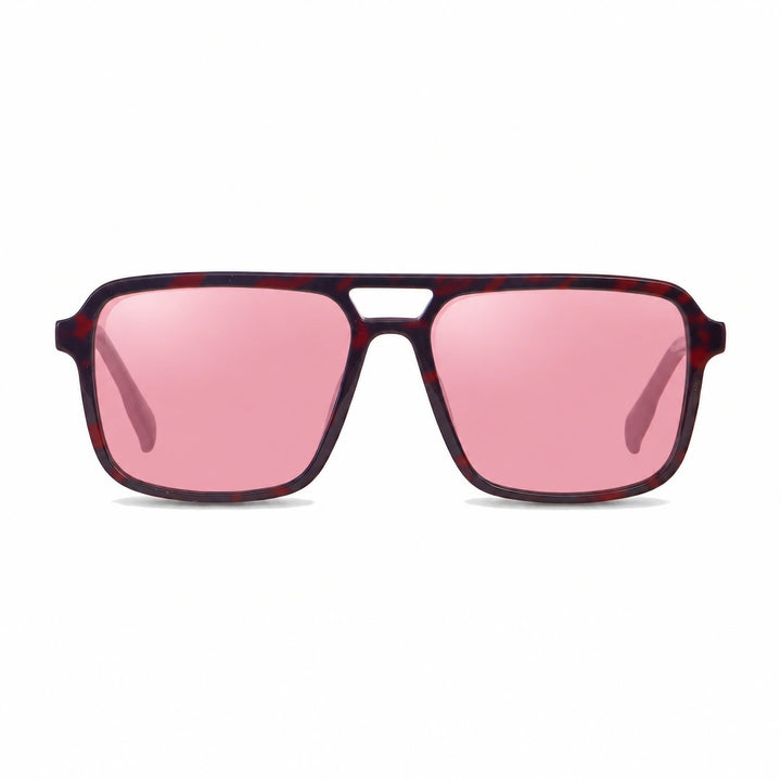 Lentes de sol Fiore 1014 Rojo cristal Rosado polarizado vista frontal unisex #color_rosado #foto_frontal