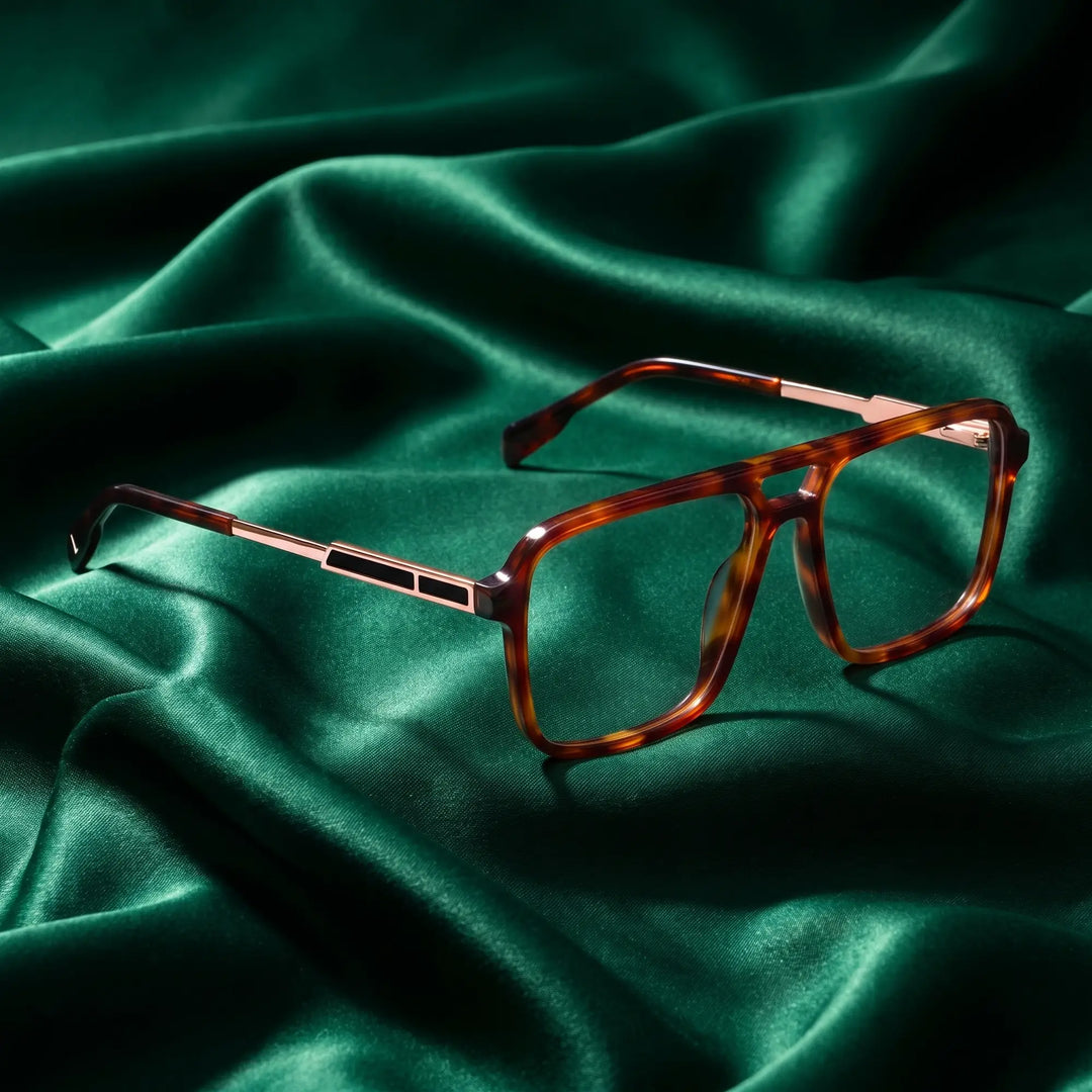 Anteojos Fiore 1014 en brown tortoiseshell – envuelto en seda esmeralda fluida
