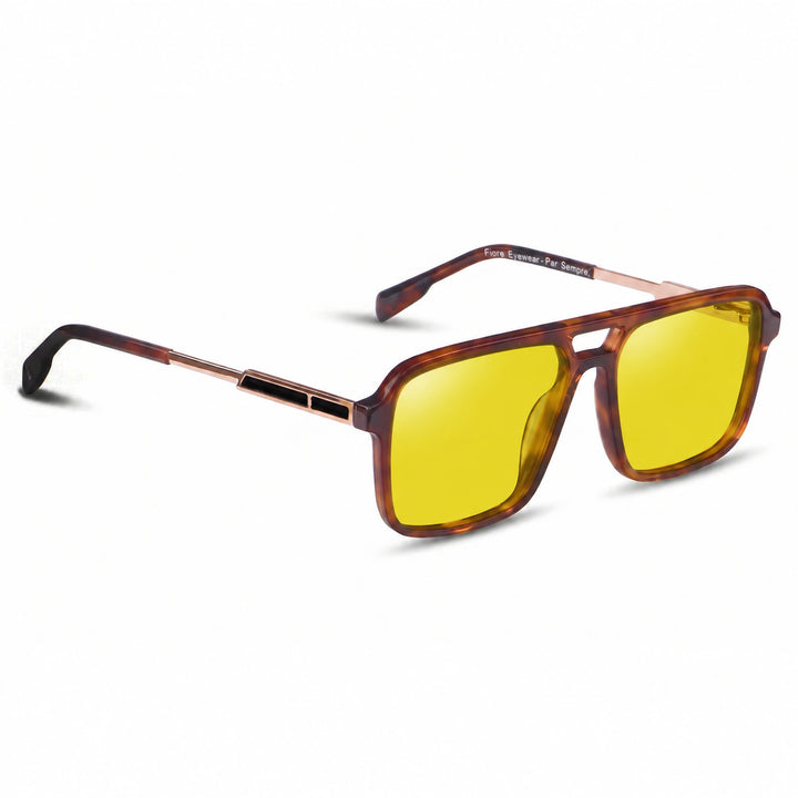 Lentes de sol Fiore 1014 Carey cristal Amarillo polarizado vista tres cuartos unisex #color_amarillo