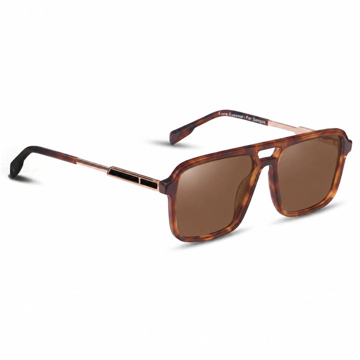 Lentes de sol Fiore 1014 Carey cristal Cafe polarizado vista tres cuartos unisex #color_cafe