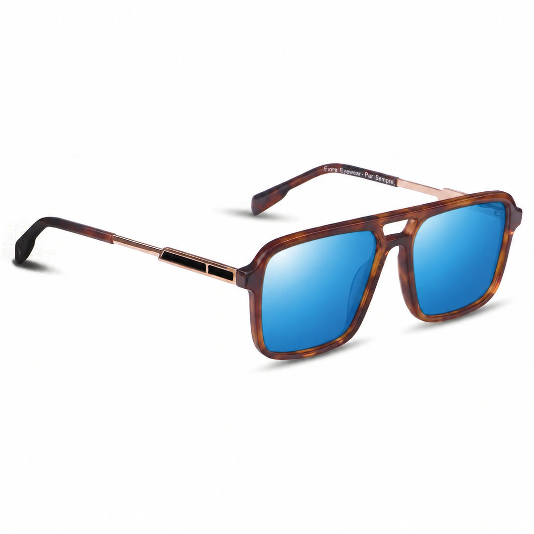 Lentes de sol Fiore 1014 Carey cristal Espejado Azul polarizado vista tres cuartos unisex #color_espejado-azul