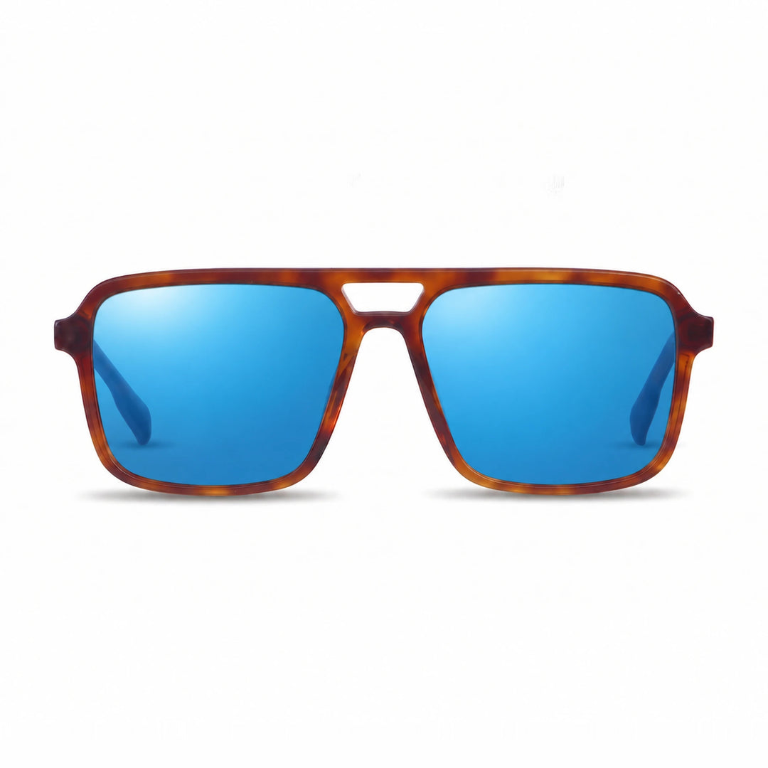 Lentes de sol Fiore 1014 Carey cristal Espejado Azul polarizado vista frontal unisex #color_espejado-azul #foto_frontal
