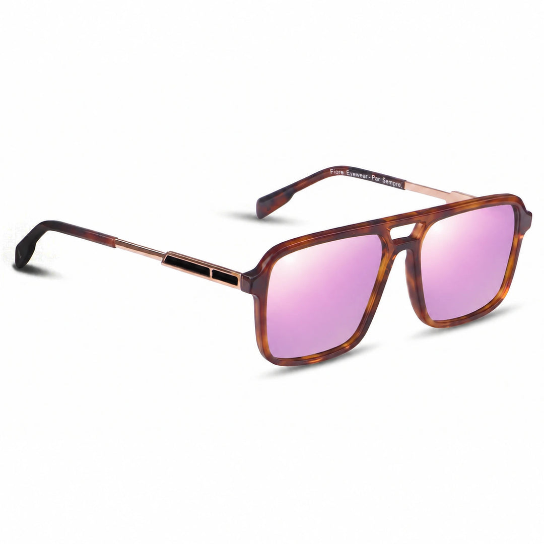 Lentes de sol Fiore 1014 Carey cristal Espejado Rosado polarizado vista tres cuartos unisex #color_espejado-rosado