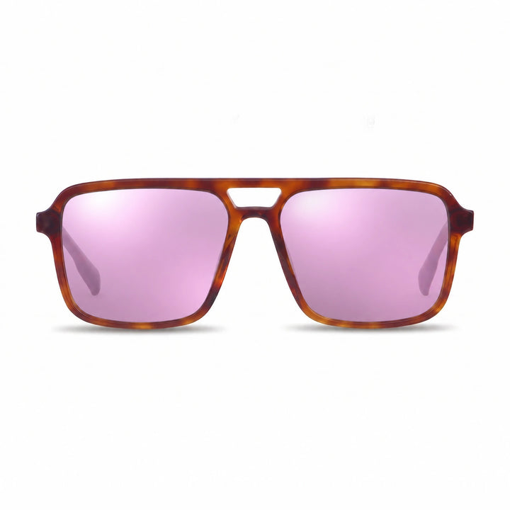 Lentes de sol Fiore 1014 Carey cristal Espejado Rosado polarizado vista frontal unisex #color_espejado-rosado #foto_frontal