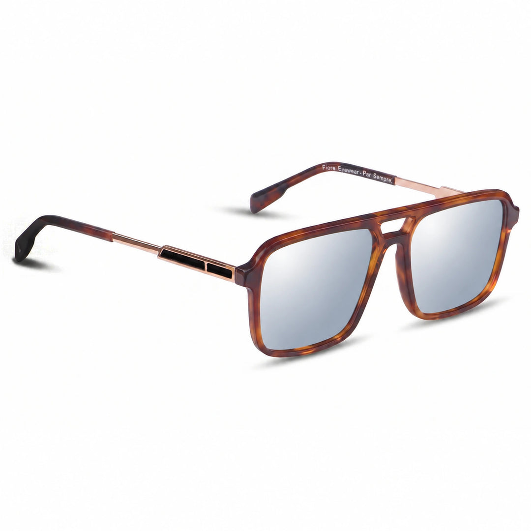 Lentes de sol Fiore 1014 Carey cristal Espejado Silver polarizado vista tres cuartos unisex #color_espejado-silver