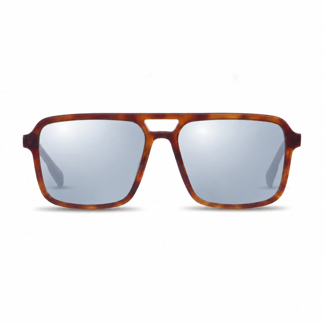Lentes de sol Fiore 1014 Carey cristal Espejado Silver polarizado vista frontal unisex #color_espejado-silver #foto_frontal