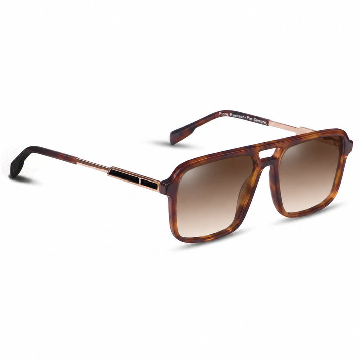 Lentes de sol Fiore 1014 Carey cristal Gradiente Cafe polarizado vista tres cuartos unisex #color_gradiente-cafe