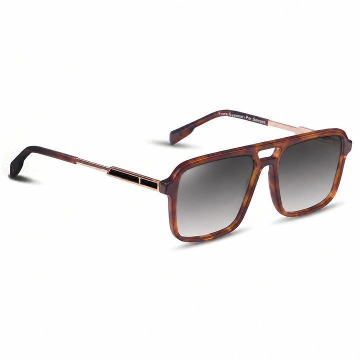 Lentes de sol Fiore 1014 Carey cristal Gradiente Gris polarizado vista tres cuartos unisex #color_gradiente-gris