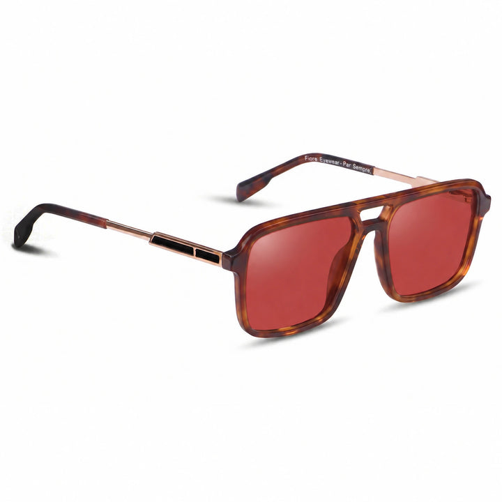 Lentes de sol Fiore 1014 Carey cristal Rojo polarizado vista tres cuartos unisex #color_rojo