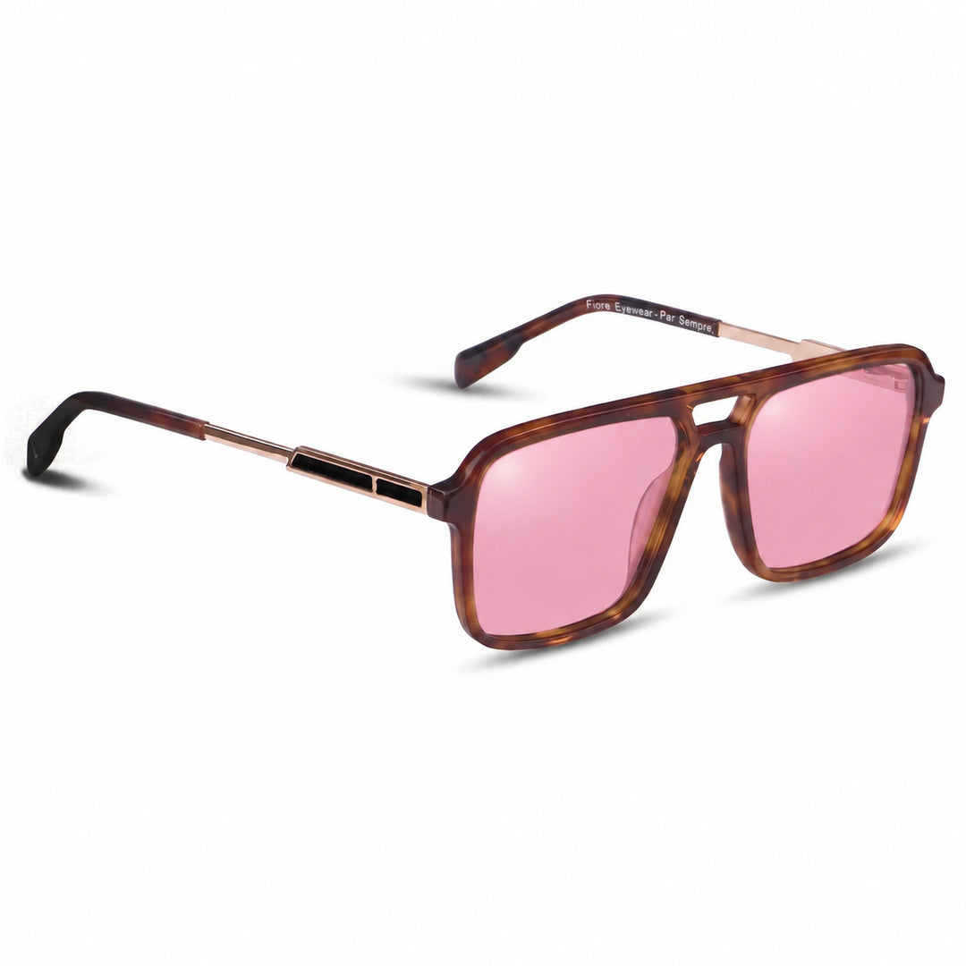 Lentes de sol Fiore 1014 Carey cristal Rosado polarizado vista tres cuartos unisex #color_rosado