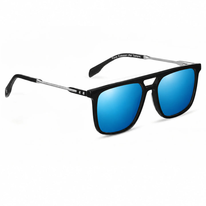 Lentes de sol Fiore 10177 Negro cristal Espejado Azul polarizado vista tres cuartos mujer #color_espejado-azul