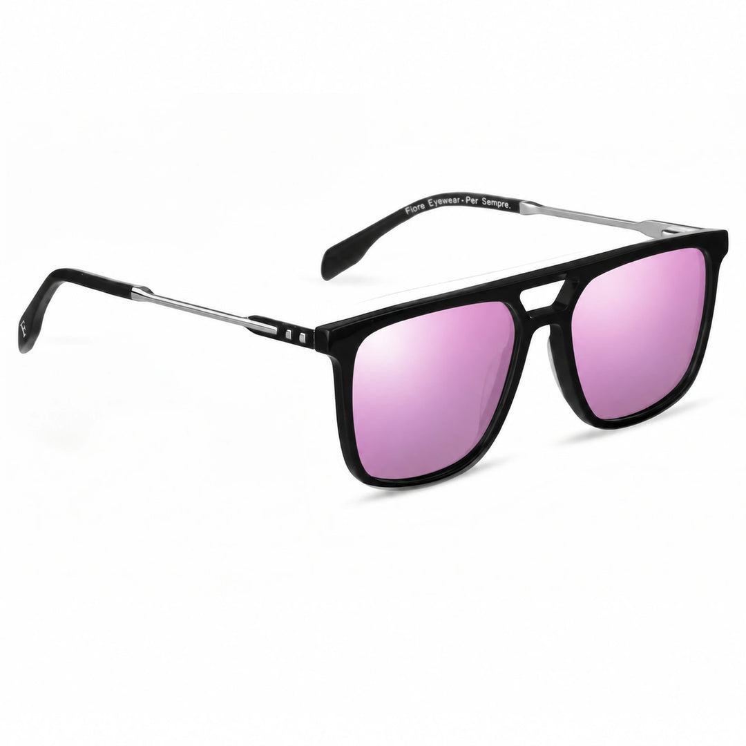 Lentes de sol Fiore 10177 Negro cristal Espejado Rosado polarizado vista tres cuartos mujer #color_espejado-rosado