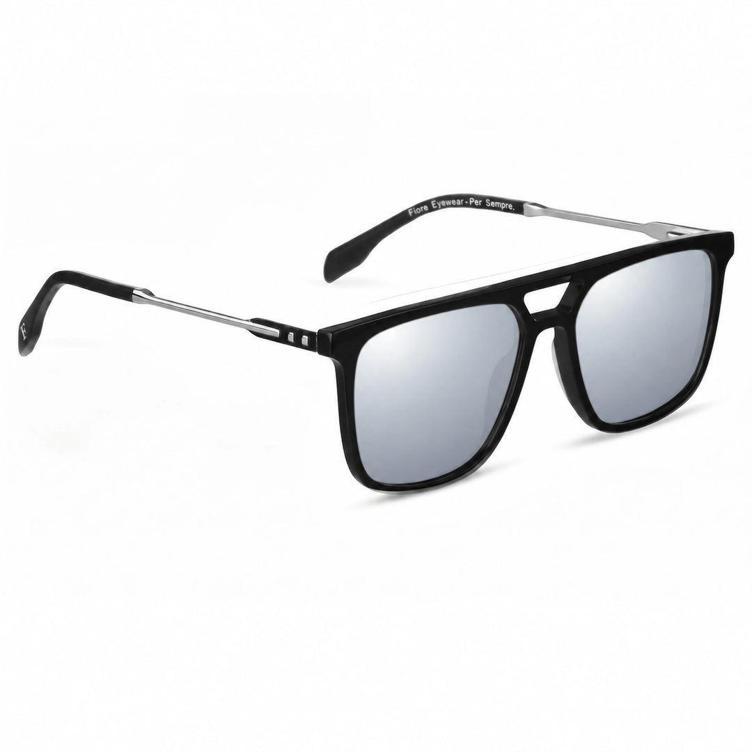 Lentes de sol Fiore 10177 Negro cristal Espejado Silver polarizado vista tres cuartos mujer #color_espejado-silver