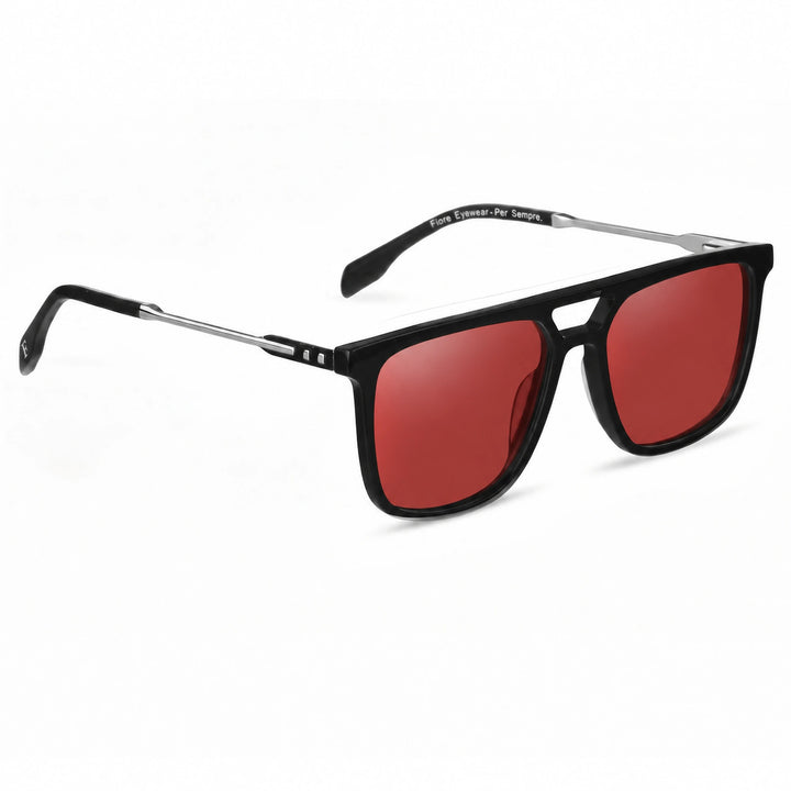 Lentes de sol Fiore 10177 Negro cristal Rojo polarizado vista tres cuartos mujer #color_rojo