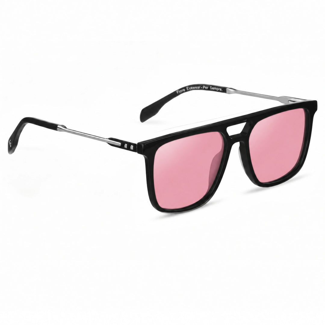 Lentes de sol Fiore 10177 Negro cristal Rosado polarizado vista tres cuartos mujer #color_rosado