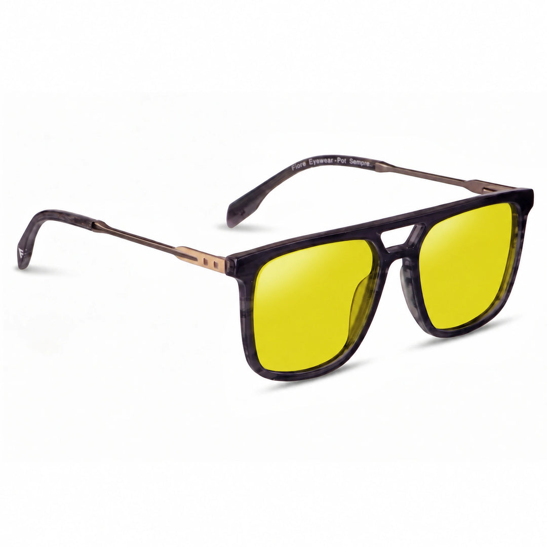 Lentes de sol Fiore 10177 Gris cristal Amarillo polarizado vista tres cuartos mujer #color_amarillo