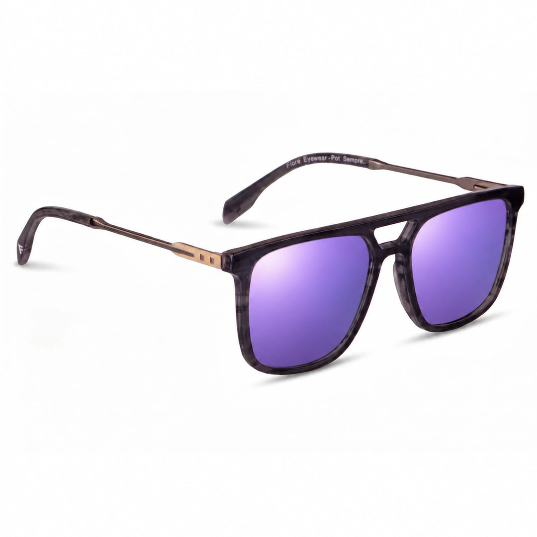 Lentes de sol Fiore 10177 Gris cristal Espejado Morado polarizado vista tres cuartos mujer #color_espejado-morado