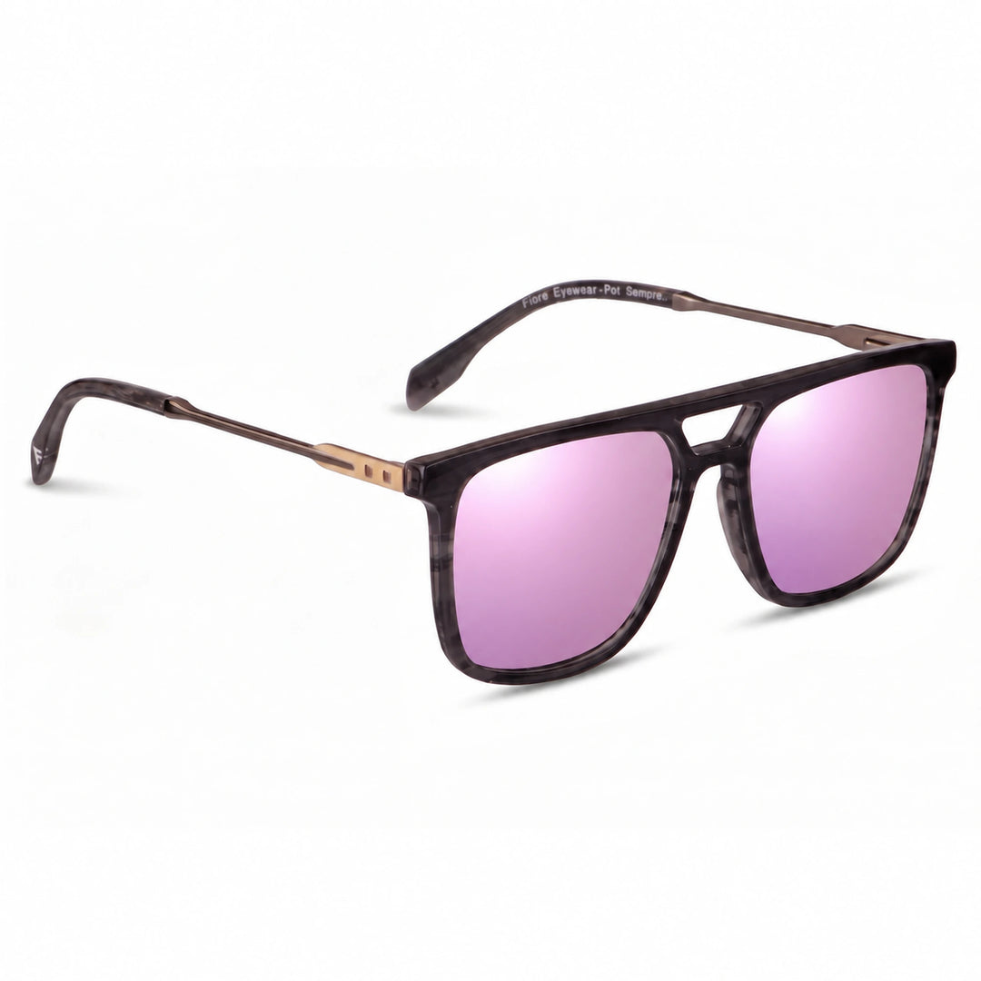 Lentes de sol Fiore 10177 Gris cristal Espejado Rosado polarizado vista tres cuartos mujer #color_espejado-rosado