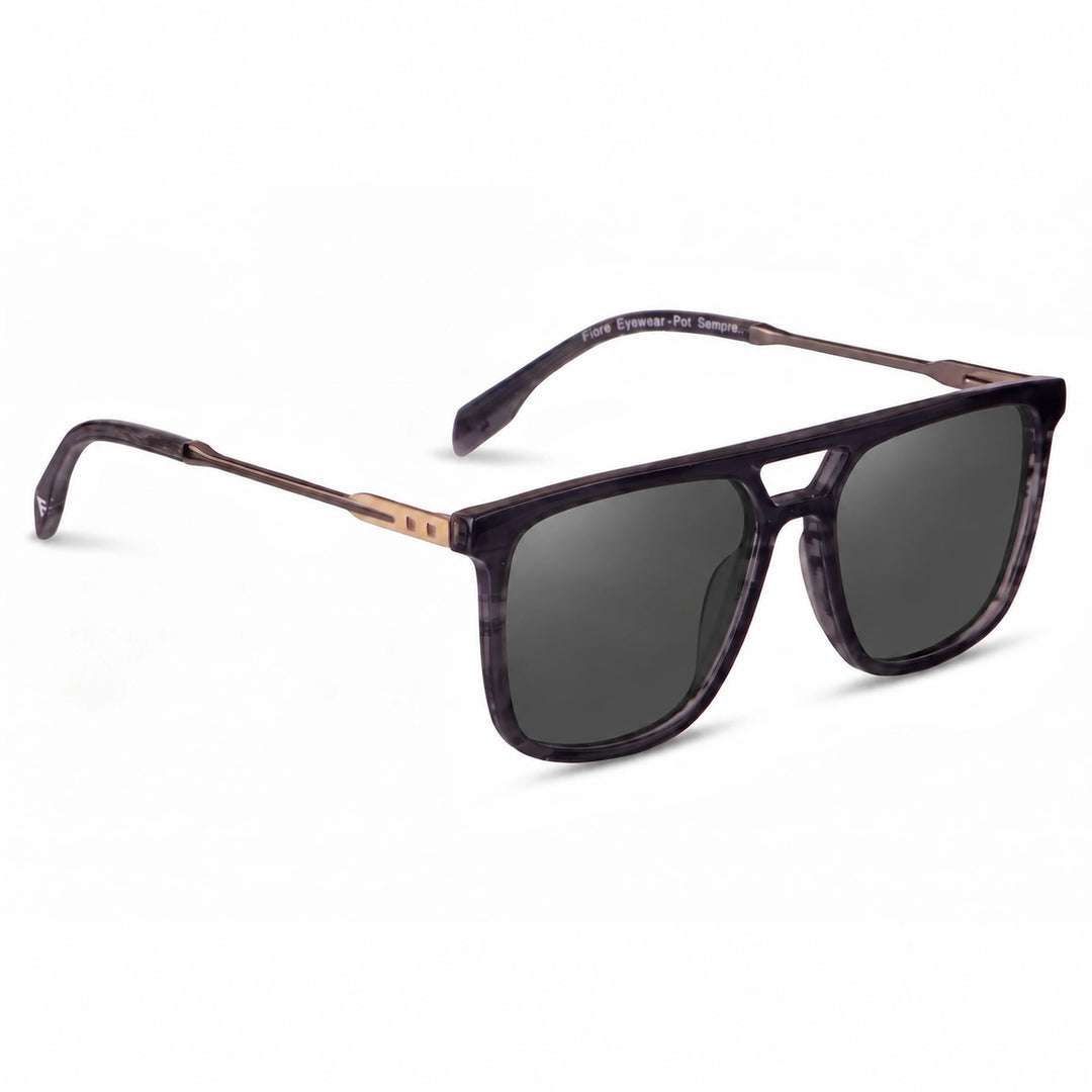 Lentes de sol Fiore 10177 Gris cristal Negro polarizado vista tres cuartos mujer #color_negro