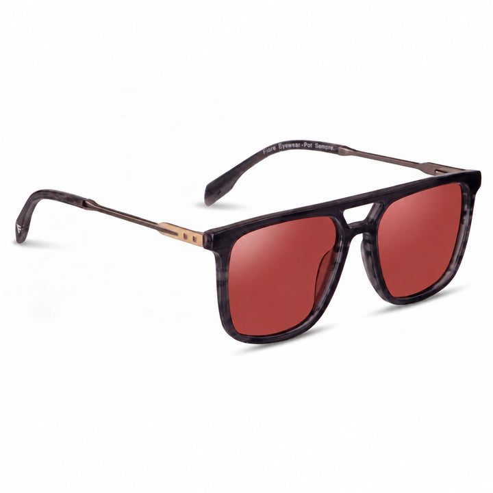 Lentes de sol Fiore 10177 Gris cristal Rojo polarizado vista tres cuartos mujer #color_rojo