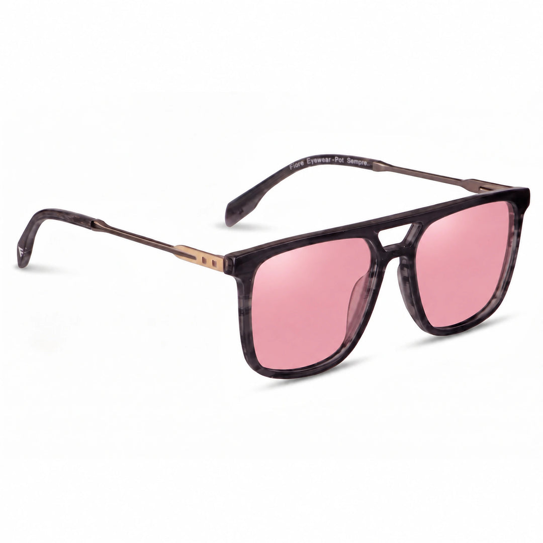 Lentes de sol Fiore 10177 Gris cristal Rosado polarizado vista tres cuartos mujer #color_rosado