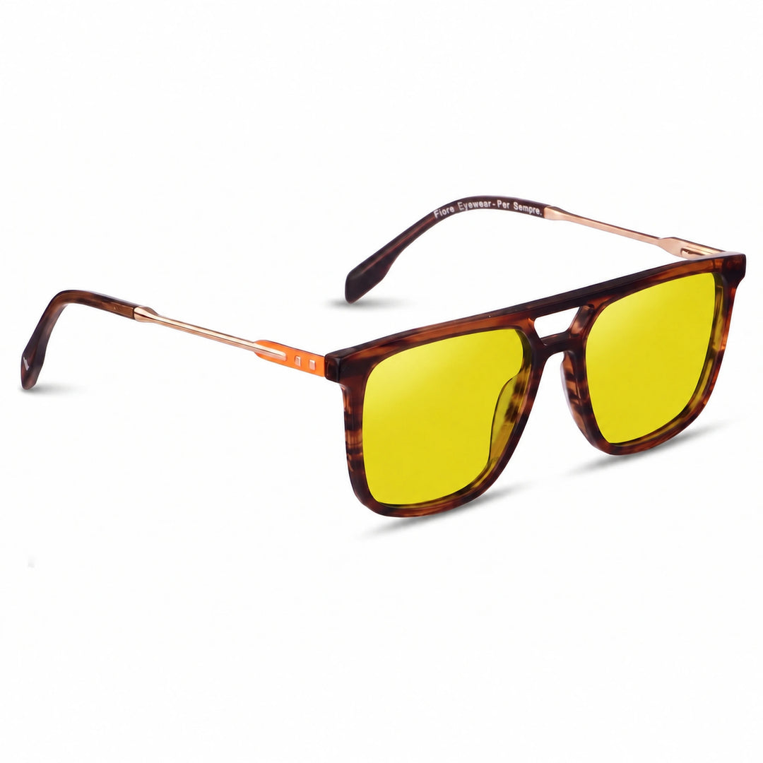 Lentes de sol Fiore 10177 Carey cristal Amarillo polarizado vista tres cuartos mujer #color_amarillo