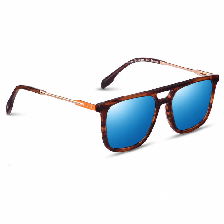 Lentes de sol Fiore 10177 Carey cristal Espejado Azul polarizado vista tres cuartos mujer #color_espejado-azul