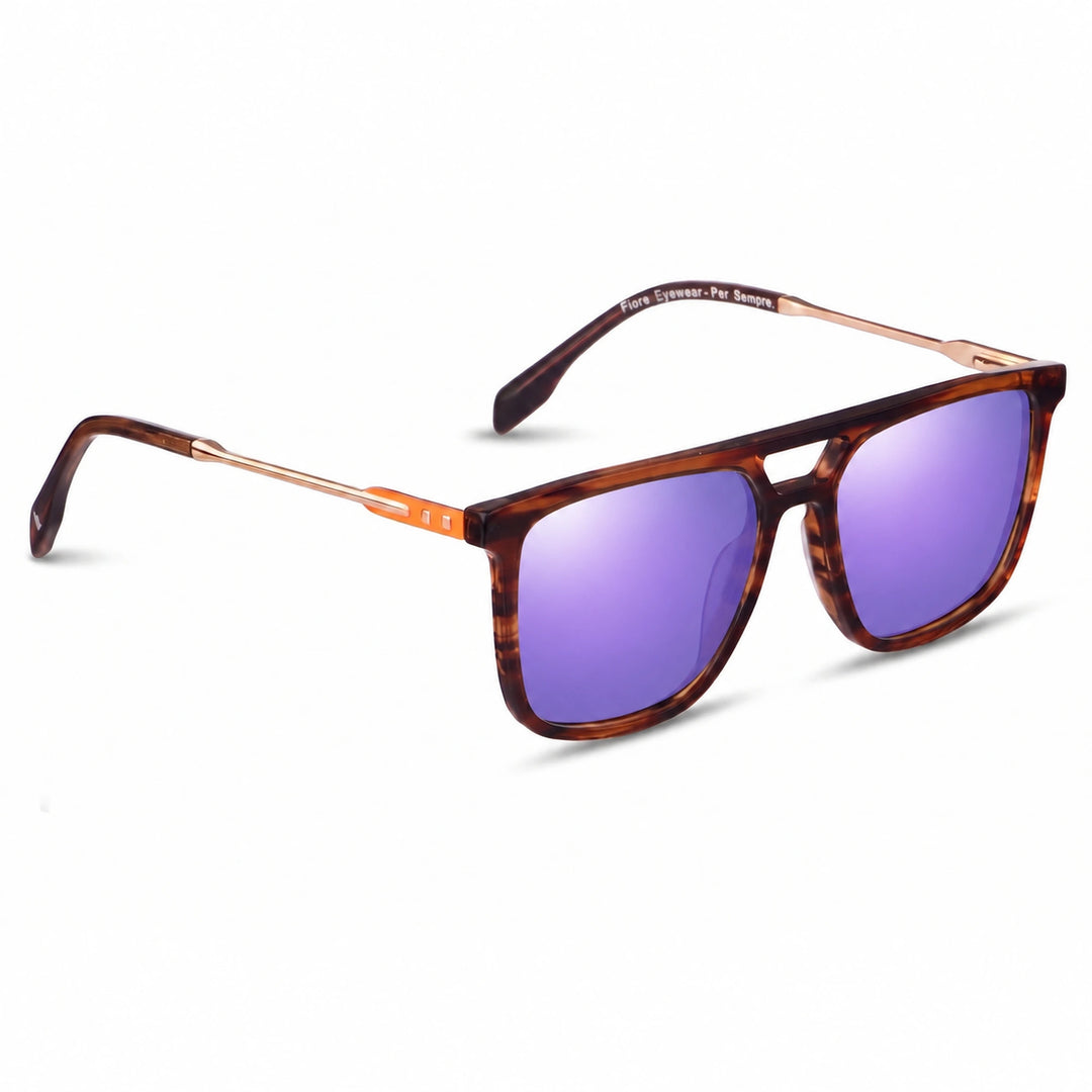 Lentes de sol Fiore 10177 Carey cristal Espejado Morado polarizado vista tres cuartos mujer #color_espejado-morado