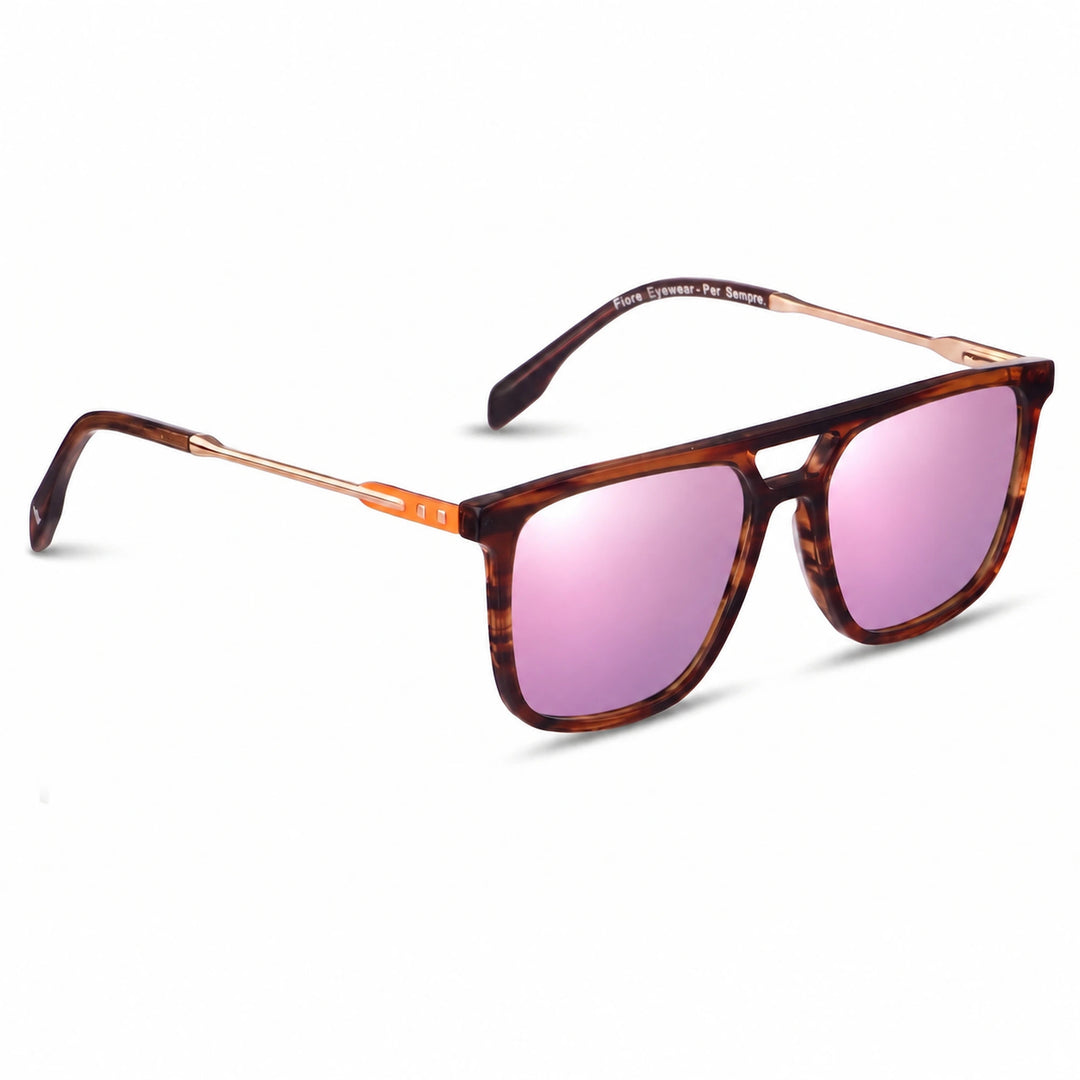 Lentes de sol Fiore 10177 Carey cristal Espejado Rosado polarizado vista tres cuartos mujer #color_espejado-rosado