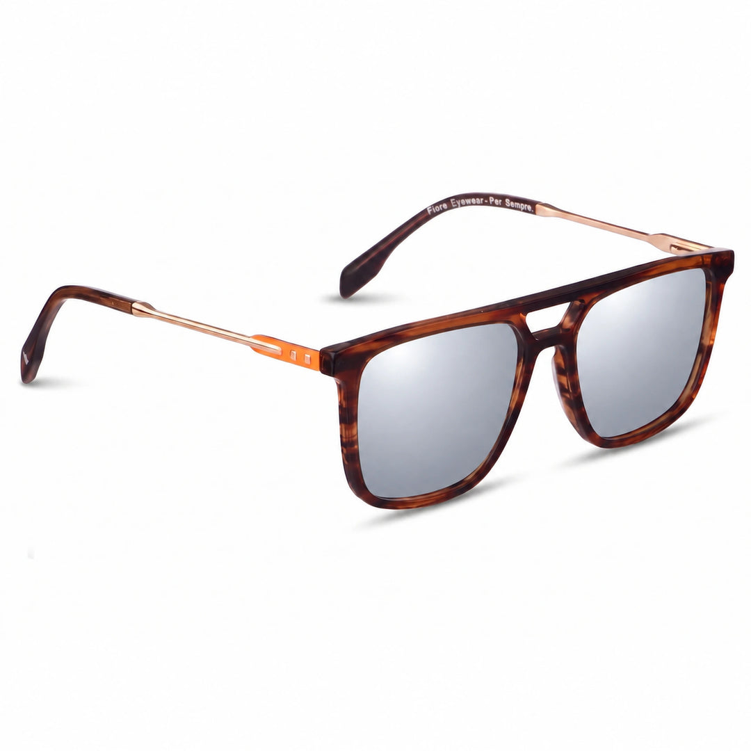 Lentes de sol Fiore 10177 Carey cristal Espejado Silver polarizado vista tres cuartos mujer #color_espejado-silver