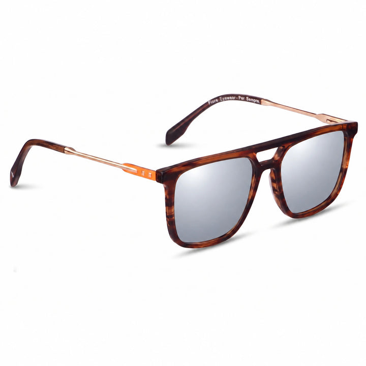 Lentes de sol Fiore 10177 Carey cristal Espejado Silver polarizado vista tres cuartos mujer #color_espejado-silver