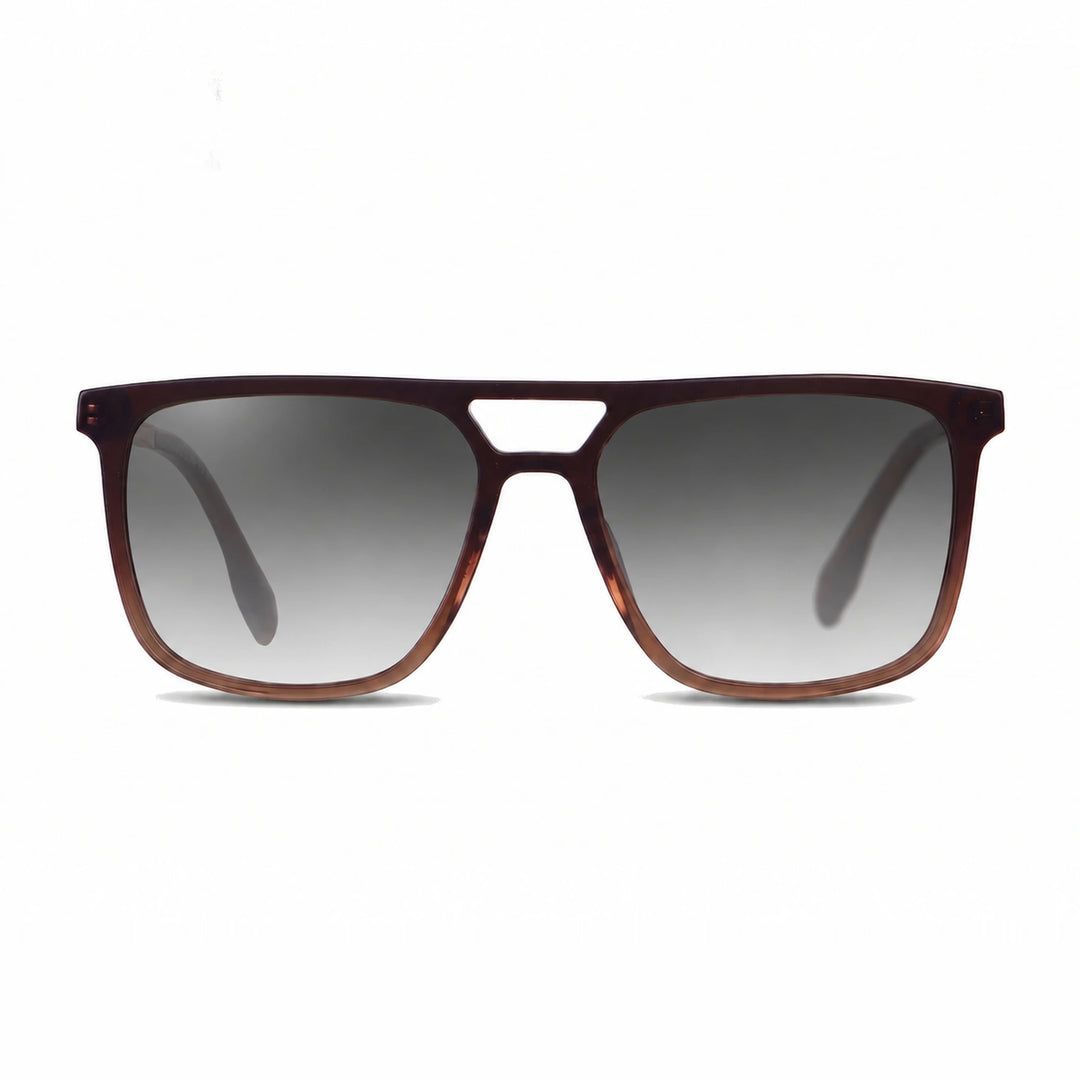 Lentes de sol Fiore 10177 Brown con cristal gradiente gris polarizado UV400, vista frontal para hombre y mujer #color_gradiente-gris #foto_frontal