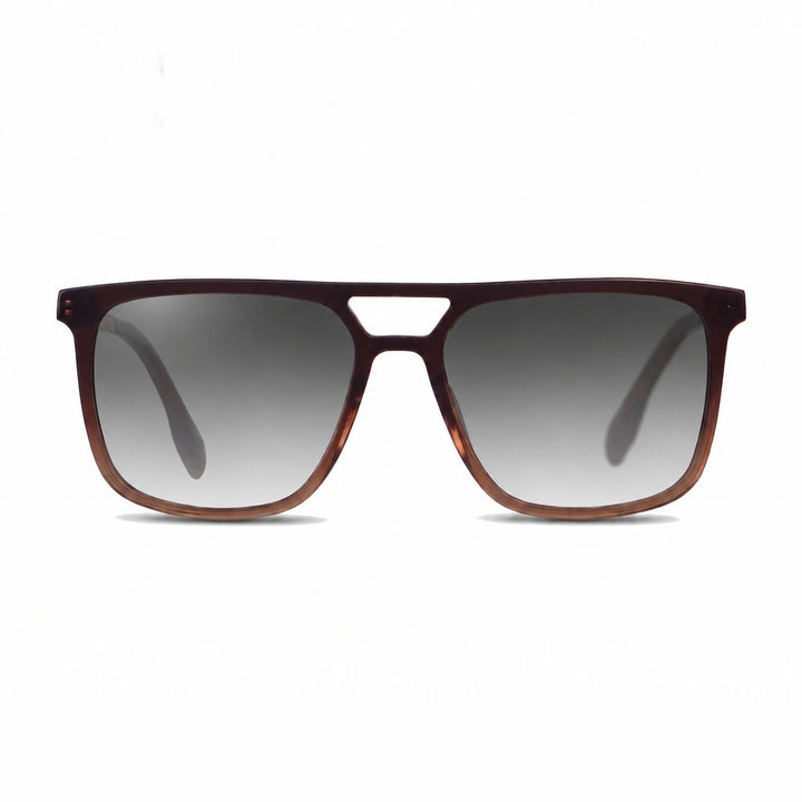 Lentes de sol Fiore 10177 Brown con cristal gradiente gris polarizado UV400, vista frontal para hombre y mujer #color_gradiente-gris #foto_frontal