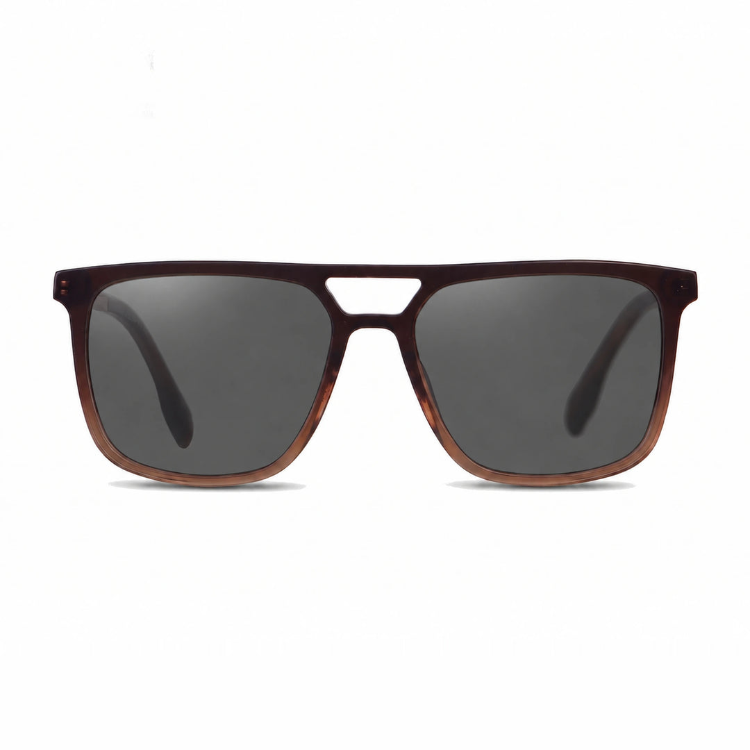 Lentes de sol Fiore 10177 Brown con cristal negro polarizado UV400, vista frontal para hombre y mujer #color_negro #foto_frontal