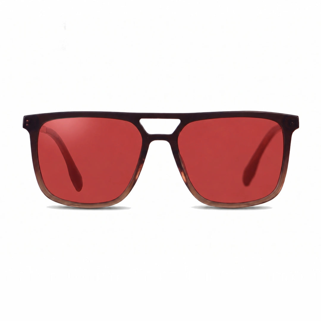Lentes de sol Fiore 10177 Brown con cristal rojo polarizado UV400, vista frontal para hombre y mujer #color_rojo #foto_frontal
