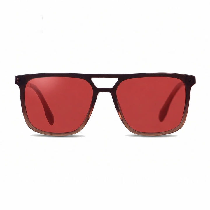 Lentes de sol Fiore 10177 Brown con cristal rojo polarizado UV400, vista frontal para hombre y mujer #color_rojo #foto_frontal