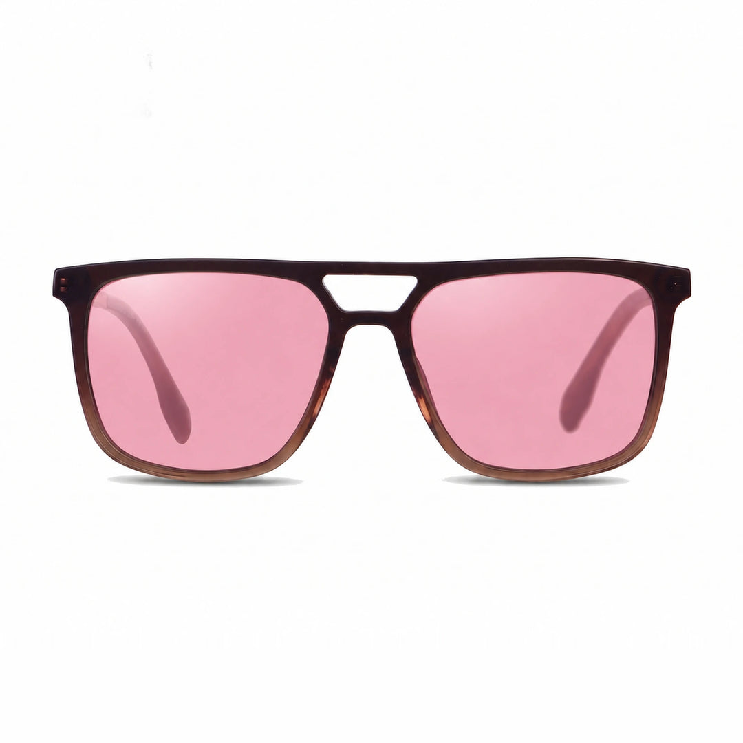 Lentes de sol Fiore 10177 Brown con cristal rosado polarizado UV400, vista frontal para hombre y mujer #color_rosado #foto_frontal