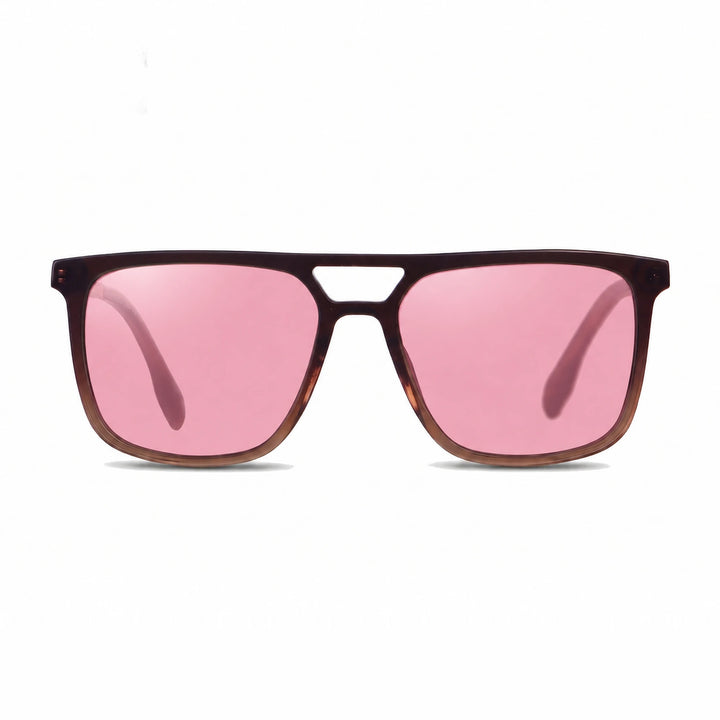 Lentes de sol Fiore 10177 Brown con cristal rosado polarizado UV400, vista frontal para hombre y mujer #color_rosado #foto_frontal