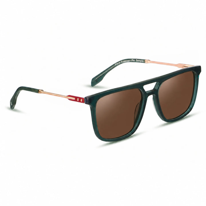 Lentes de sol Fiore 10177 Verde cristal Cafe polarizado vista tres cuartos mujer #color_cafe