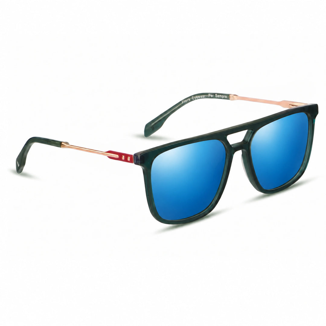 Lentes de sol Fiore 10177 Verde cristal Espejado Azul polarizado vista tres cuartos mujer #color_espejado-azul