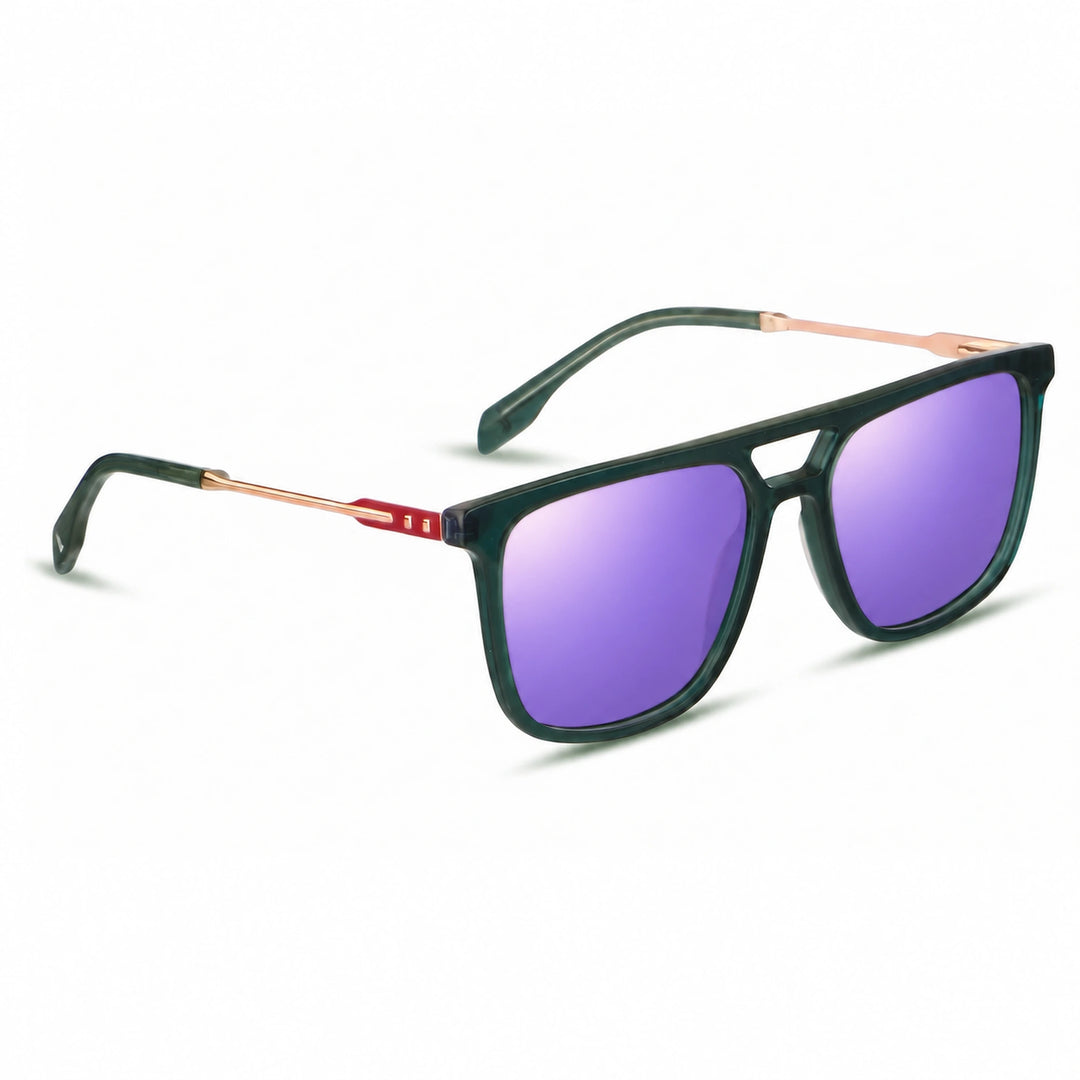 Lentes de sol Fiore 10177 Verde cristal Espejado Morado polarizado vista tres cuartos mujer #color_espejado-morado