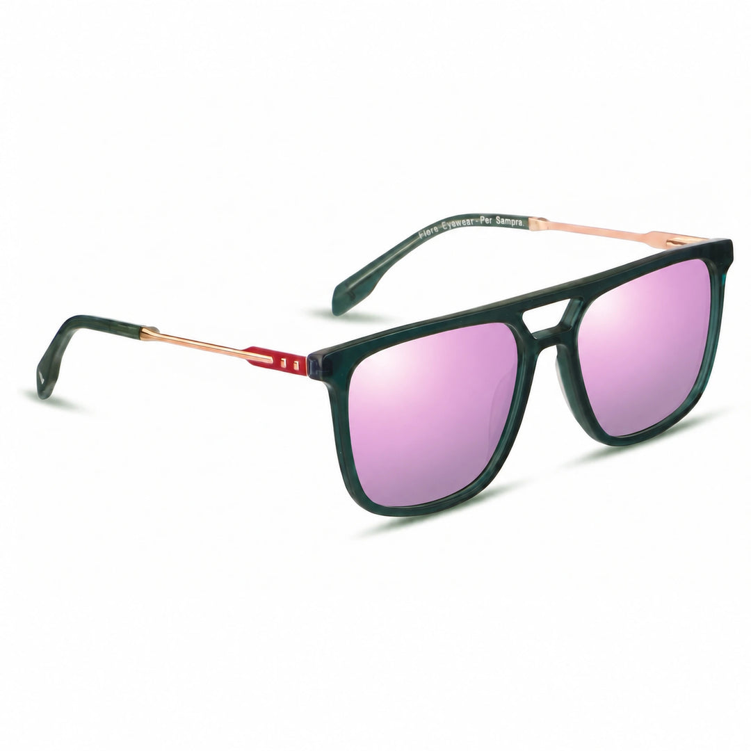 Lentes de sol Fiore 10177 Verde cristal Espejado Rosado polarizado vista tres cuartos mujer #color_espejado-rosado