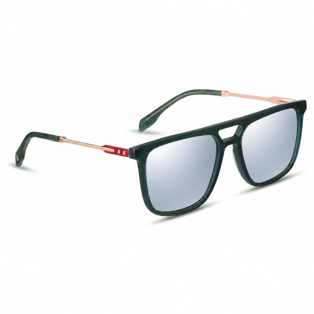 Lentes de sol Fiore 10177 Verde cristal Espejado Silver polarizado vista tres cuartos mujer #color_espejado-silver