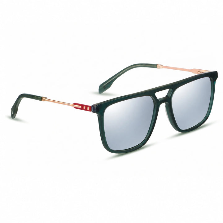 Lentes de sol Fiore 10177 Verde cristal Espejado Silver polarizado vista tres cuartos mujer #color_espejado-silver
