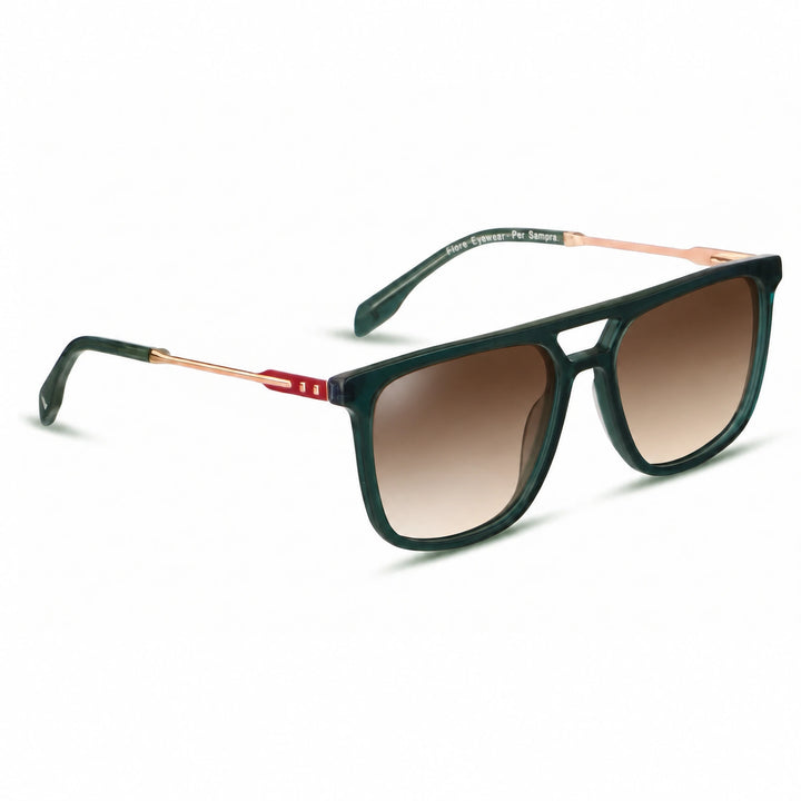 Lentes de sol Fiore 10177 Verde cristal Gradiente Cafe polarizado vista tres cuartos mujer #color_gradiente-cafe
